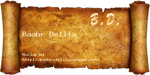 Baahr Delila névjegykártya